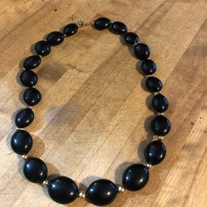 Vintage Black and Gold Beaded Necklace